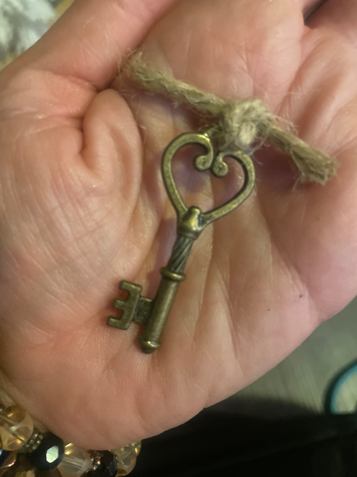 Heart Brass Key Charm