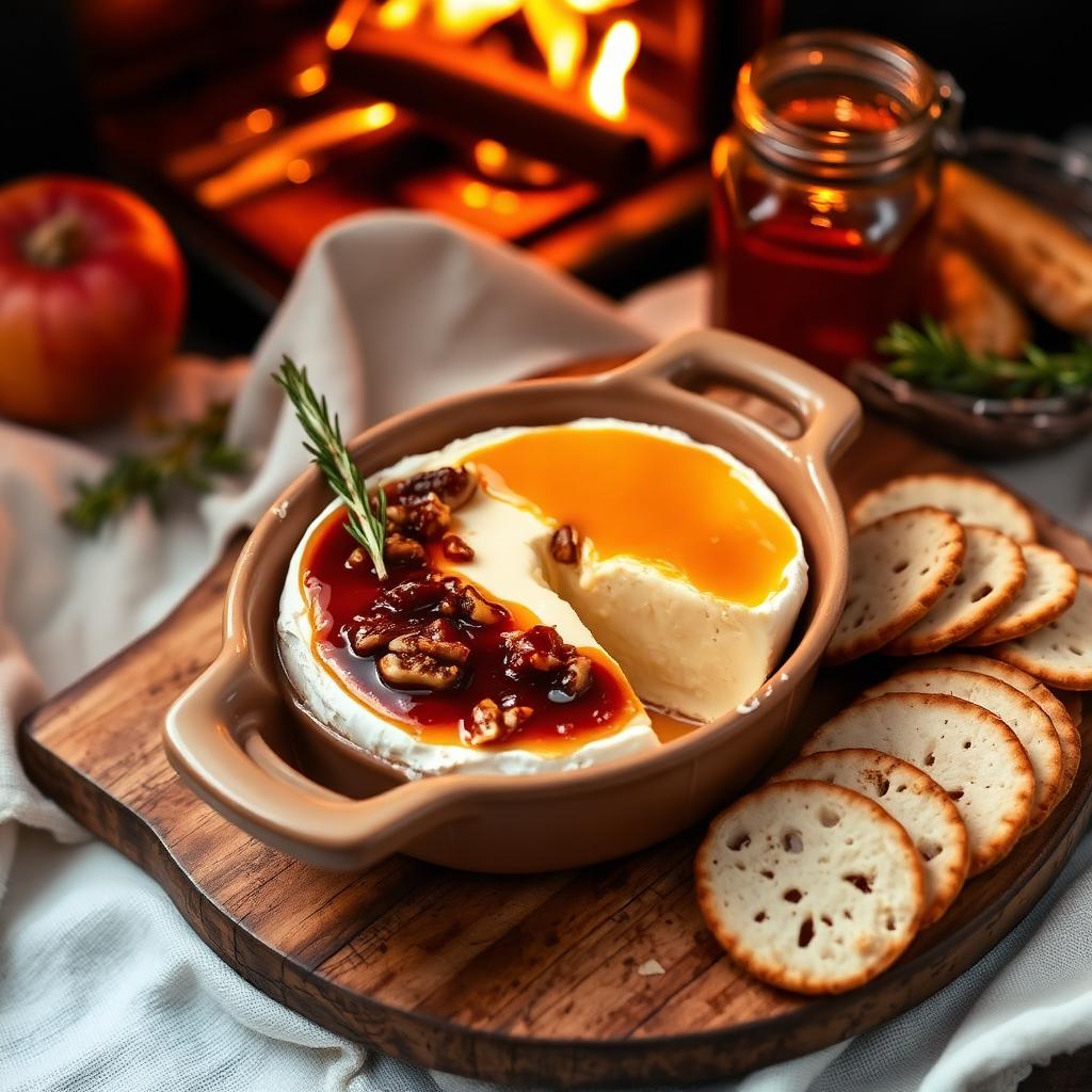 Baked Brie with Hot Honey, Pecans & Fig Jam